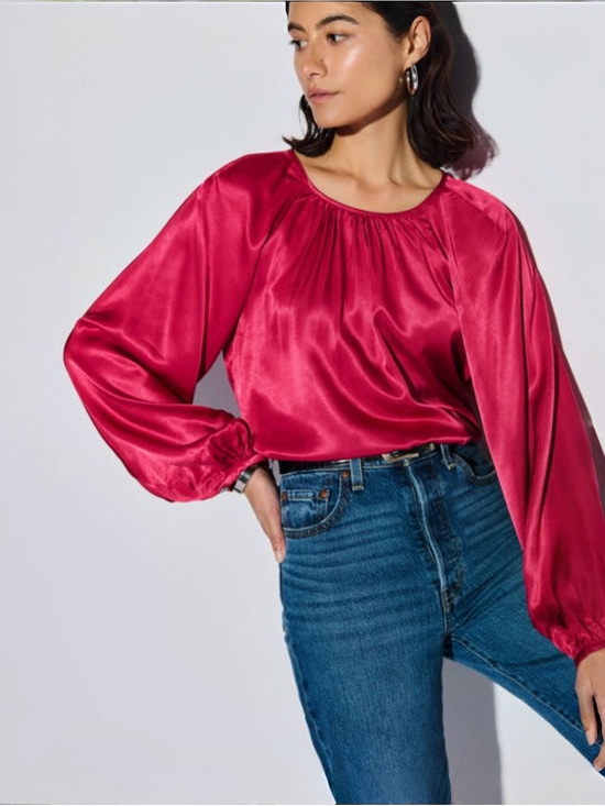 Nation LTD Tops - Nation Los Angeles LTD Eveline Satin Top in Raspberry Jam Sz XS MSRP $179 NWT